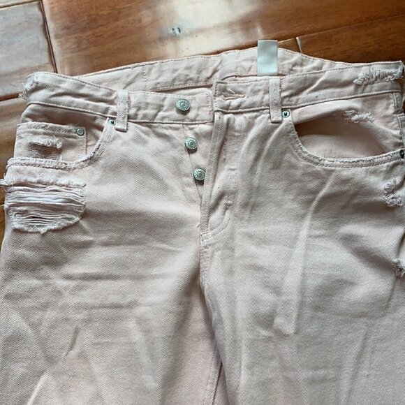 H&m & Denim pink distressed boyfriend jeans - Picture 3 of 8
